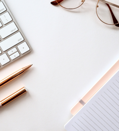 white desk background